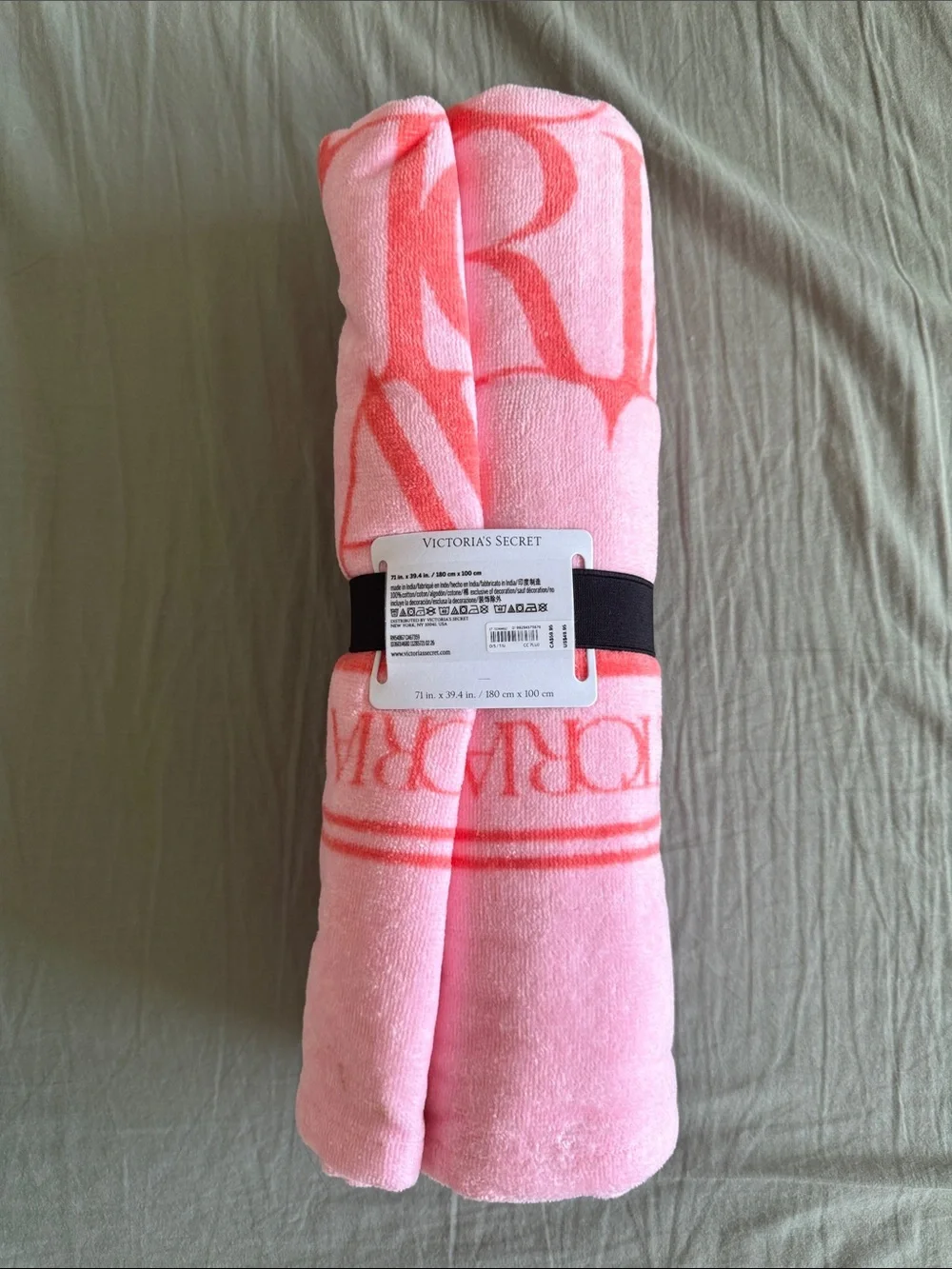 Victoria's Secret Pink and Coral Logo Beach Towel